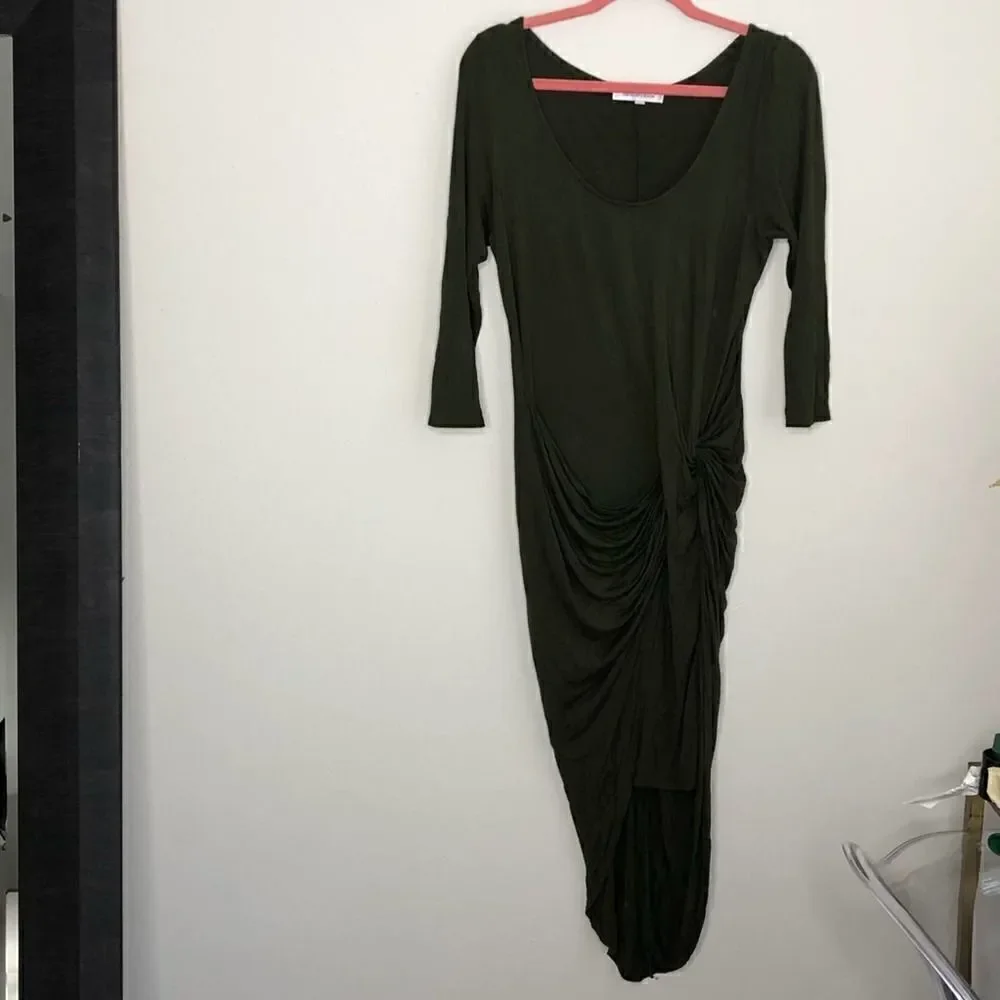 2/$30 Nordstrom The Vanity Room 3/4 Sleeve Olive Army Green Jersey Knot Dress, L